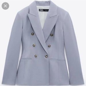 NWT ZARA Tailored Double Breasted Blue Blazer